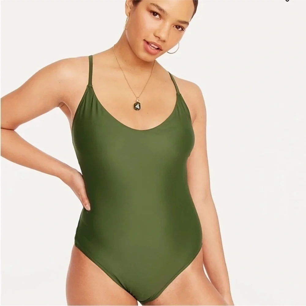 J.Crew Green Scoopneck One Piece Swimsuit